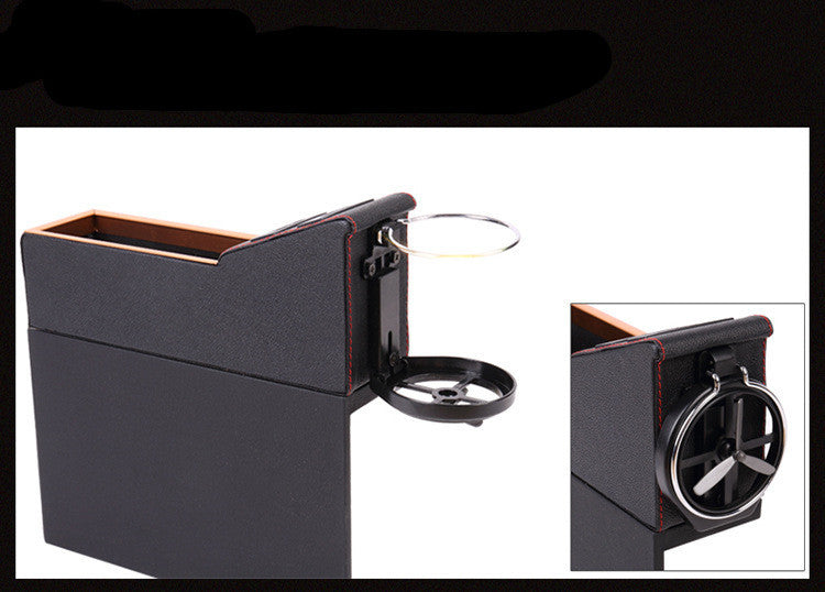 Car Seat Slot Storage Box Multi-Function Cup Holder Coin Box Leather Storage Box with USB Rechargeable