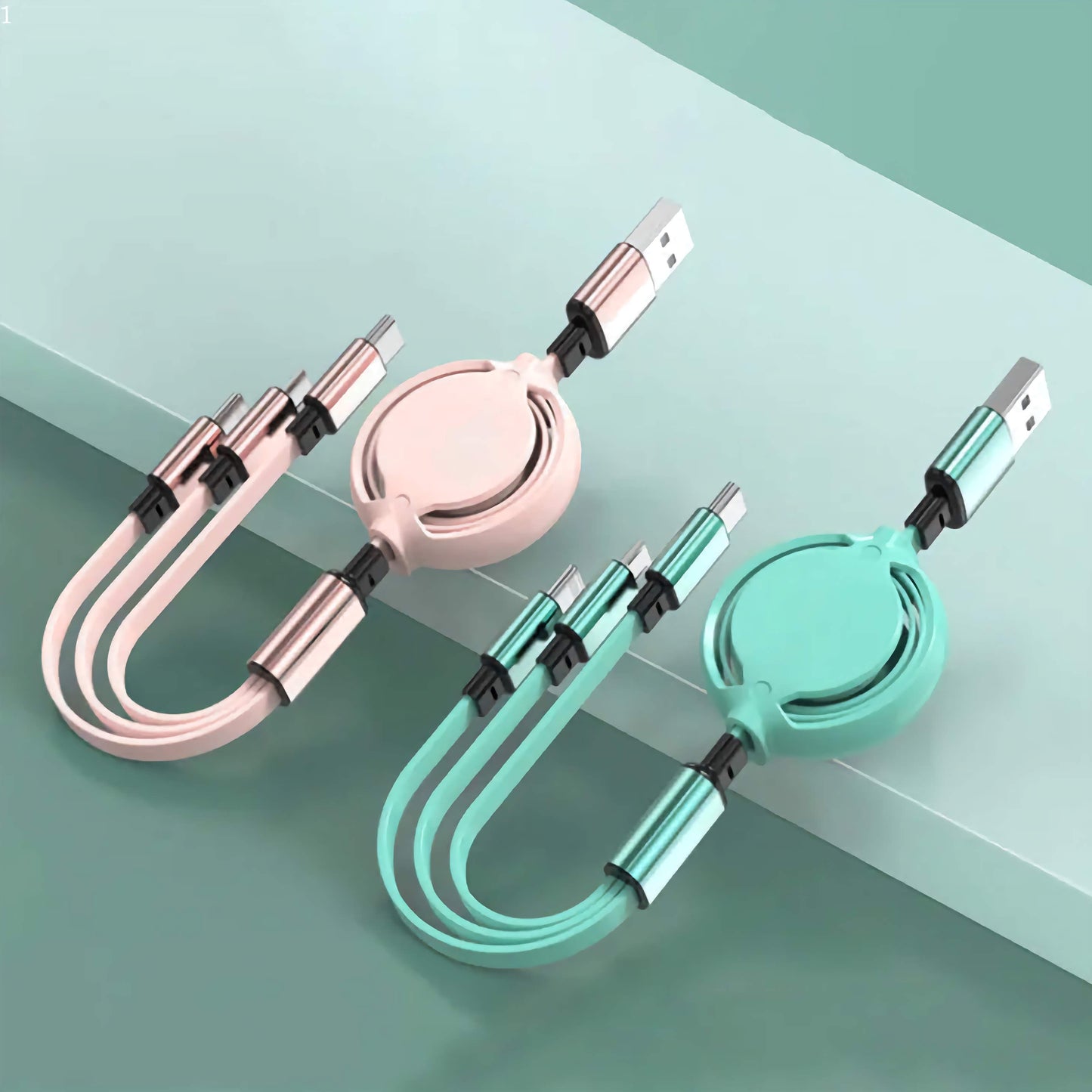 USB Cable 3 in 1 Retractable Data Cable for IPhone Charger Fast Wire Charging Cable for  Lightning Android Type C Xiaomi Huawei